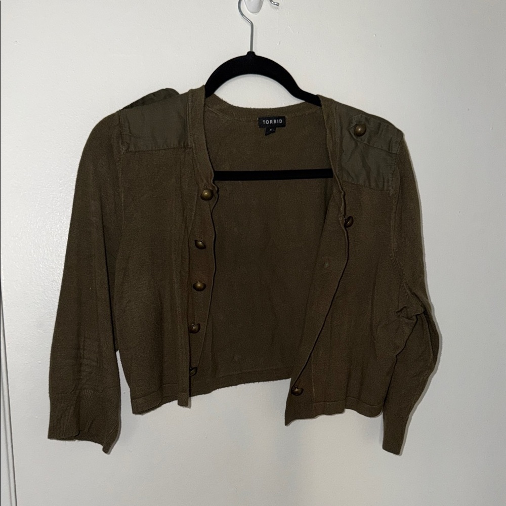 Torrid Women's Olive Cropped Sweater